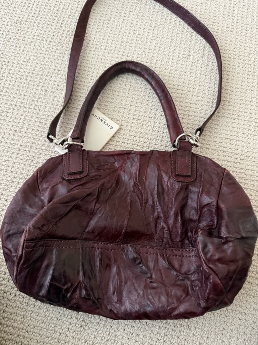 Givenchy Deep Burgundy Leather Shoulder Bag with Silver Hardware - Picture 2 of 11